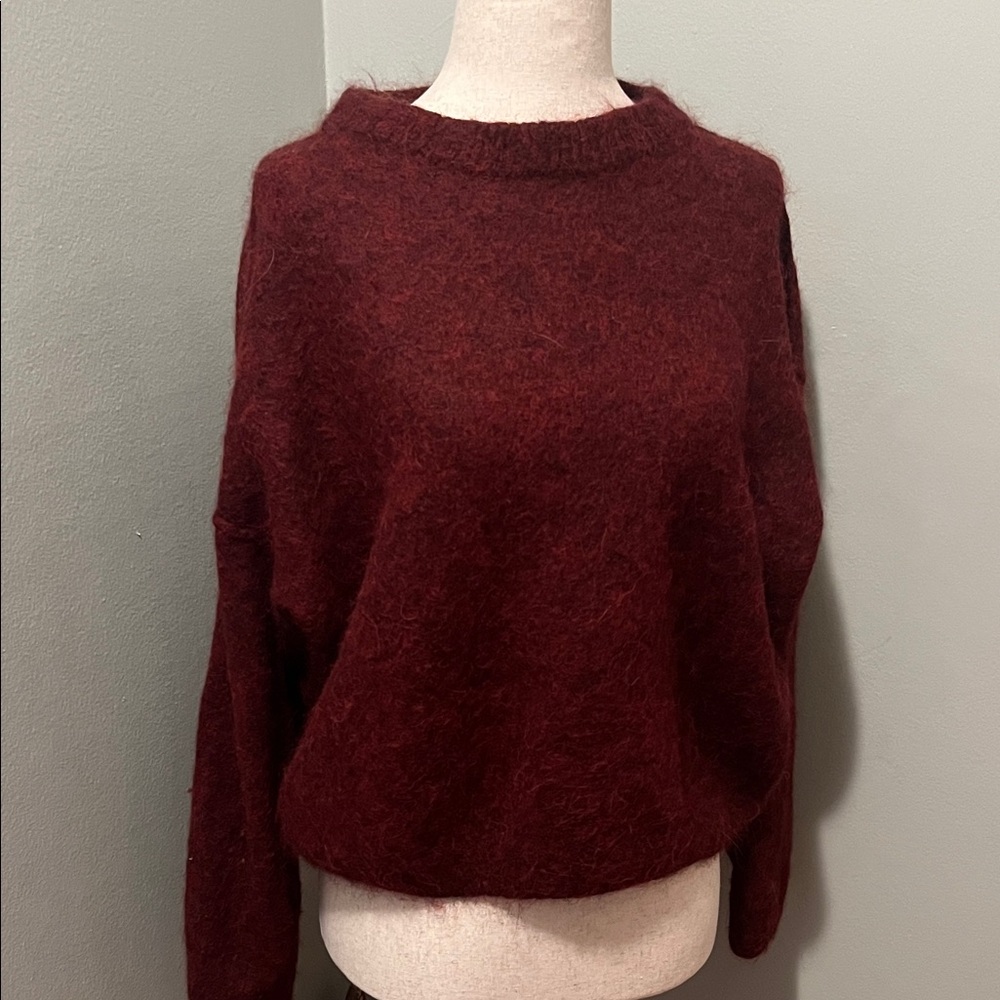 Free People Deep Burgundy Crew Neck Sweater
